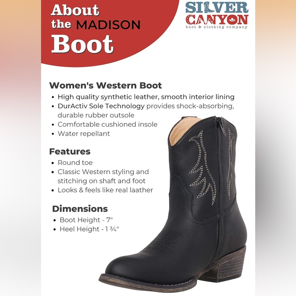 NWT Silver Canyon Madison Short Western cowboy Boots Brown size 9.5 - Picture 10 of 13